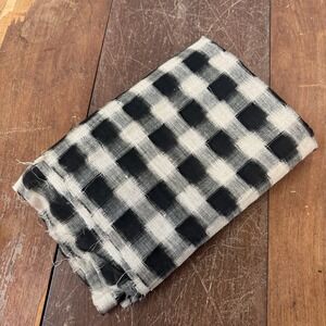 Black and Beige Checkered Gauze Fabric Lightweight Craft Sewing 168"‎ Remnant